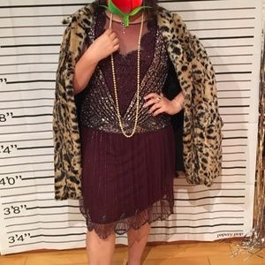 1920s Style Plum Flapper Dress